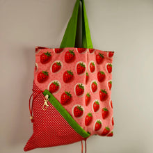 Foldable Strawberry Tote Bag Sewing Pattern PDF – Drawstring Pouch Design