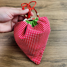Foldable Strawberry Tote Bag Sewing Pattern PDF – Drawstring Pouch Design