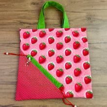 Foldable Strawberry Tote Bag Sewing Pattern PDF – Drawstring Pouch Design