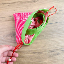 Foldable Strawberry Tote Bag Sewing Pattern PDF – Drawstring Pouch Design