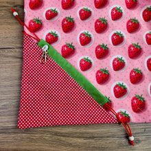 Foldable Strawberry Tote Bag Sewing Pattern PDF – Drawstring Pouch Design
