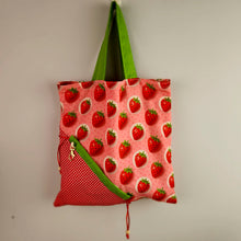 Foldable Strawberry Tote Bag Sewing Pattern PDF – Drawstring Pouch Design