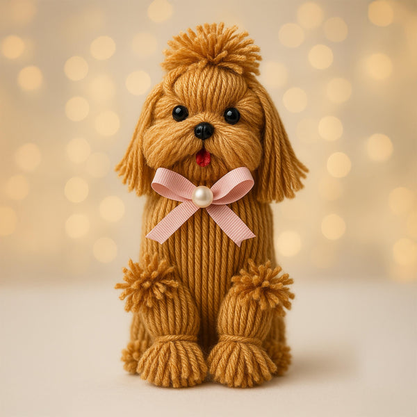 DIY Yarn Dog Pattern, Easy Yarn Craft Tutorial for Adorable Handmade Dog Decoration Figures, Great Gift Idea for Crafters