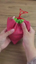 Foldable Strawberry Tote Bag Sewing Pattern PDF – Drawstring Pouch Design