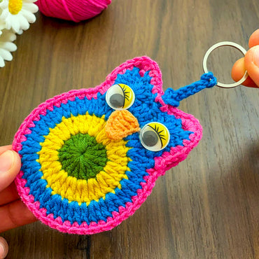 Crochet Owl Keychain Pattern PDF, Cute Amigurumi Bird Charm Design, Kids Backpack Accessory, Handmade Keyring Tutorial