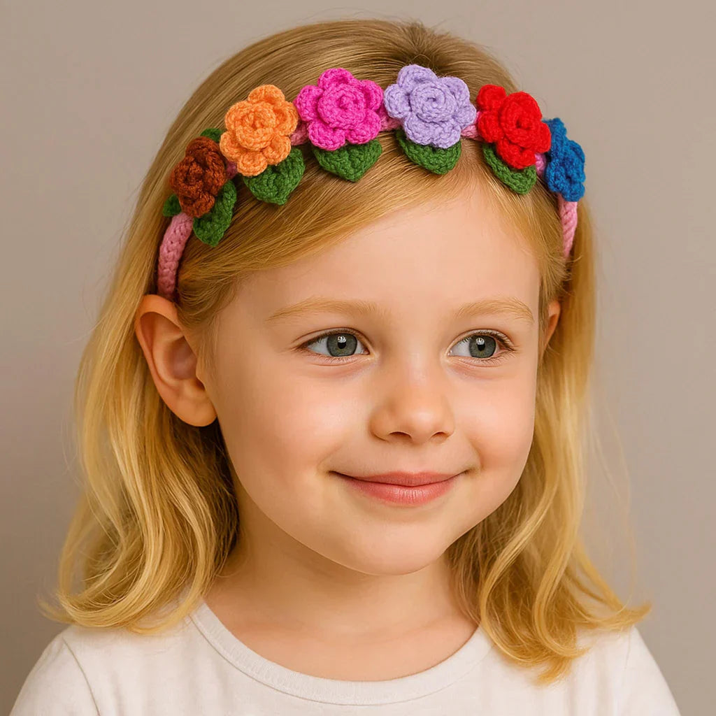 Blooms for Little Smiles – Colourful Crochet Rose Headband 🌼👧