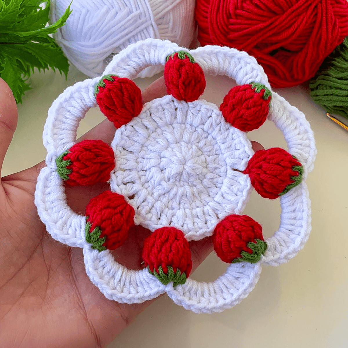 Strawberry Crochet Doily Pattern for Unique Fruit-Themed Decor - Hand Trendy