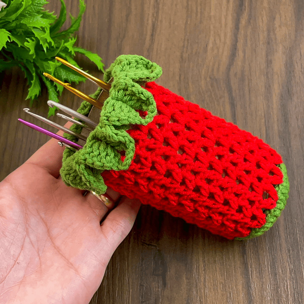 Crochet Pencil Case Pattern with 3D Floral Hook Holder PDF - Hand Trendy