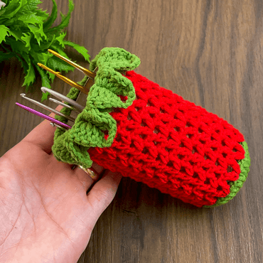 Crochet Pencil Case Pattern with 3D Floral Hook Holder PDF - Hand Trendy