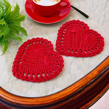 Heart Crochet Coaster Pattern for Valentine’s Day Gifts