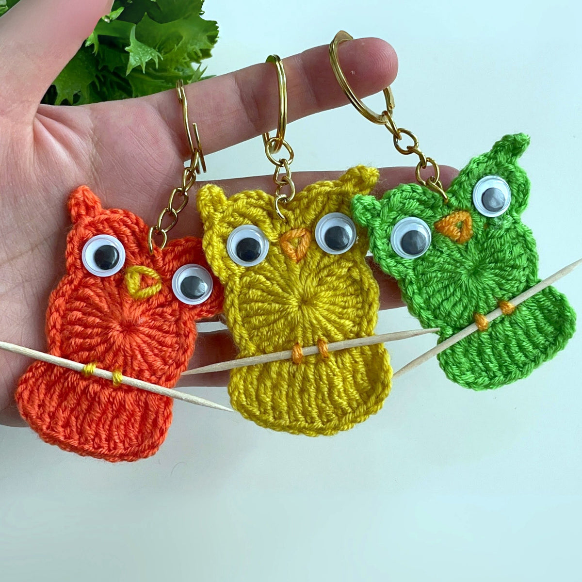 Owl Keychain Crochet Pattern PDF Round Appliqué Bag Charm Hanging Ornament Cute Accessory Tutorial
