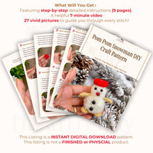 Pom Pom Snowman DIY Craft Pattern, Easy Snowman Tutorial for Winter Decorations - Hand Trendy