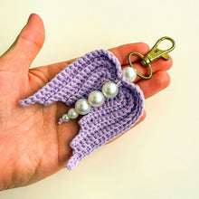 Crochet Angel Wing Keychain Pattern PDF, Bag Charm Tutorial, Pearl Beaded Keyring Design, Handmade Gift Accessory