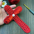Crochet Cross Bookmark Pattern PDF, Lace Shell Stitch, Red Ribbon and Pearl, Easy Beginner