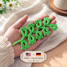 Crochet Leaf Branch Pattern PDF, Decorative Vine Applique Botanical Motif Tutorial, English & German