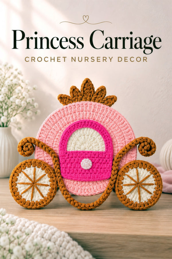Crochet Princess Carriage Pattern PDF Nursery Wall Decor Baby Room Hanging Tutorial