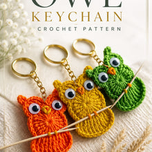 Owl Keychain Crochet Pattern PDF Round Appliqué Bag Charm Hanging Ornament Cute Accessory Tutorial
