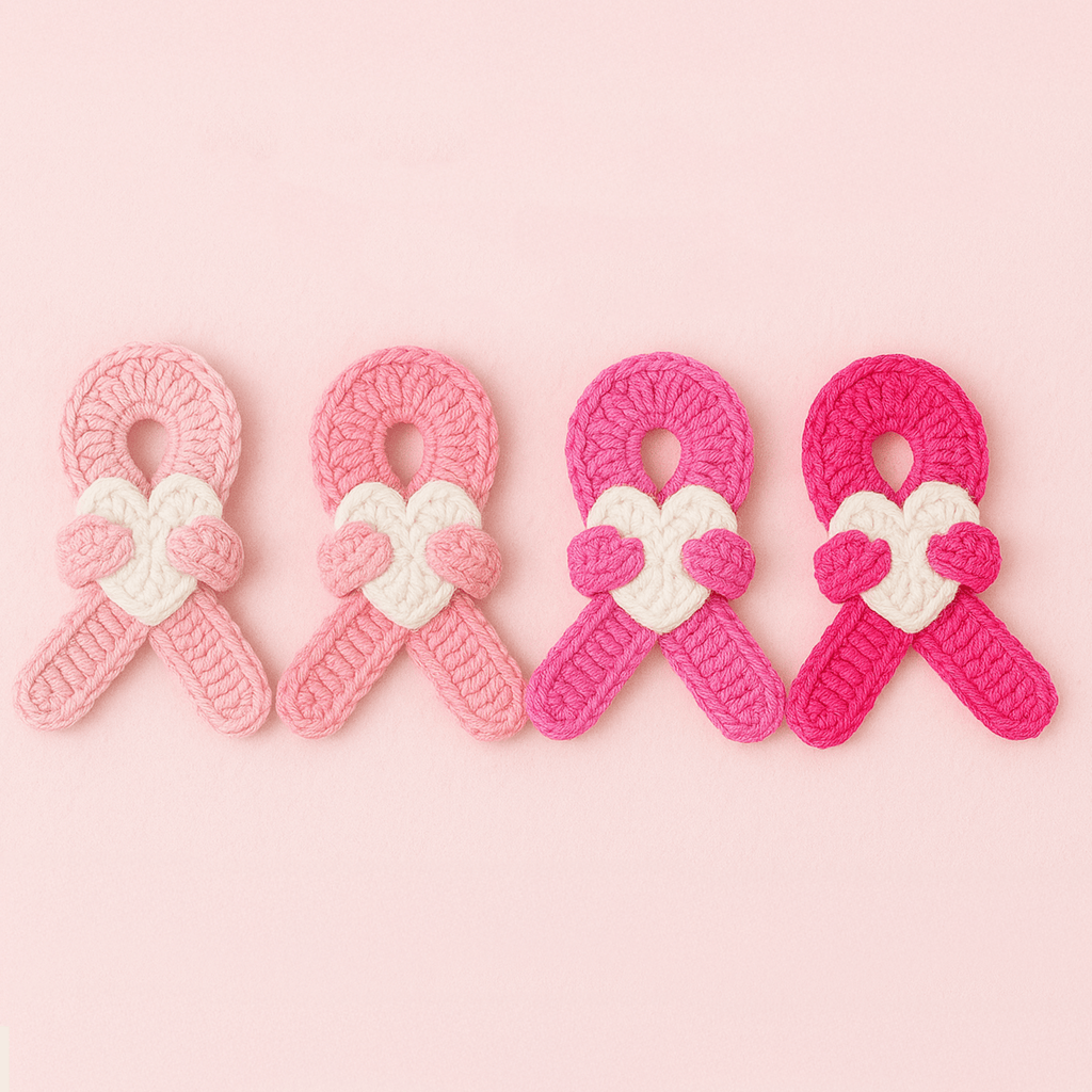 Crochet Awareness Ribbon Pattern PDF, Pink Ribbon with Heart, Breast Cancer Support DIY - Hand Trendy