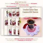 Crochet Santa Coasters Pattern - Festive Decor - Adorable Christmas Decor for Home and Coffee Lovers - Hand Trendy
