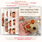 Mini Amigurumi Teddy Bear Keychain Pattern PDF | Small Crochet Teddy Bear PDF - Hand Trendy