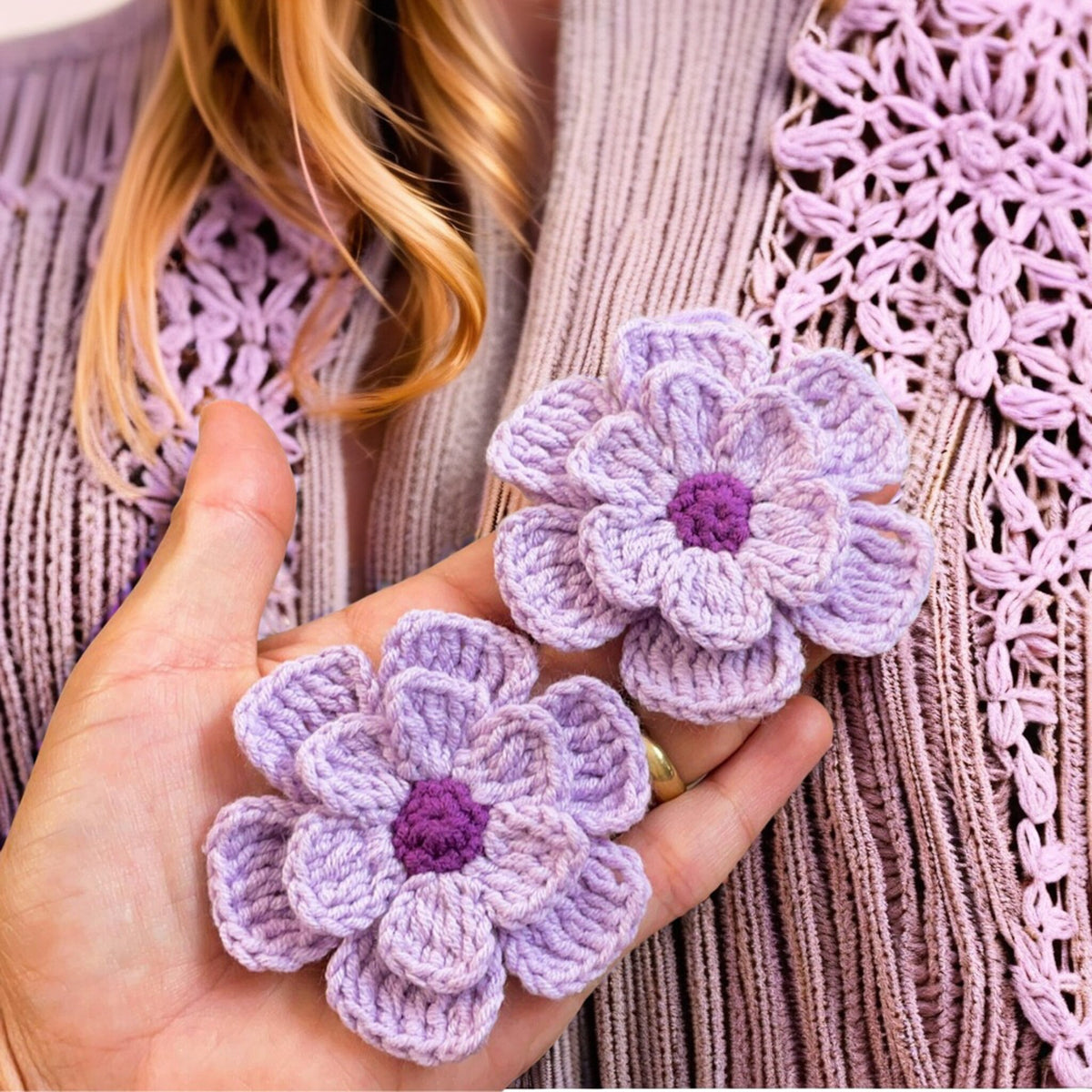3D Flower Crochet Brooch Pattern PDF Guide - Easy Crochet Flower Motif - Hand Trendy