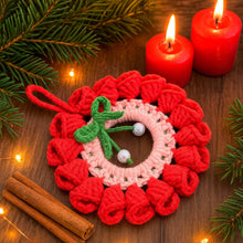 Crochet Christmas Wreath Pattern PDF Download, Handmade Holiday Ornament Tutorial - Hand Trendy