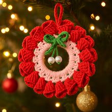 Crochet Christmas Wreath Pattern PDF Download, Handmade Holiday Ornament Tutorial