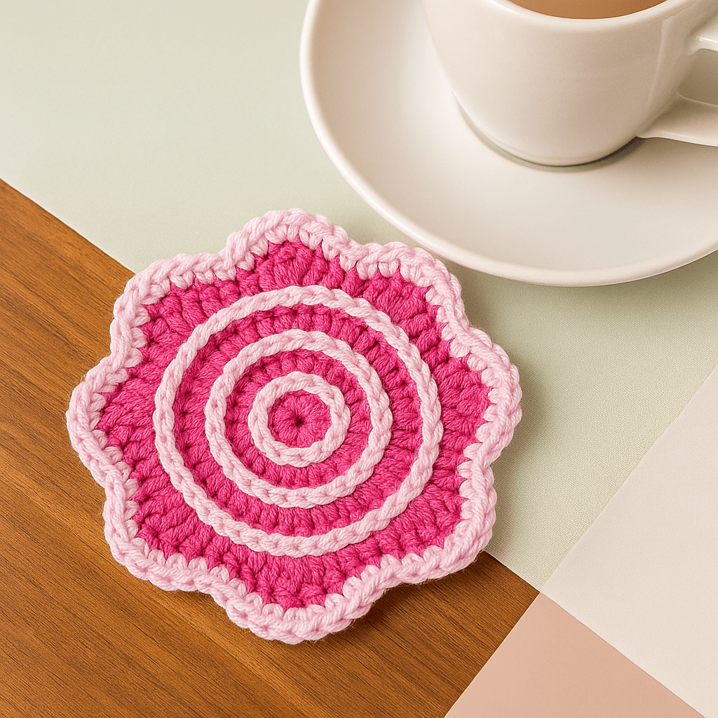 Crochet Coaster Pattern PDF – Spiral Edge Round Coaster Tutorial – Handmade Crochet Mug Mat or Gift Idea - Hand Trendy