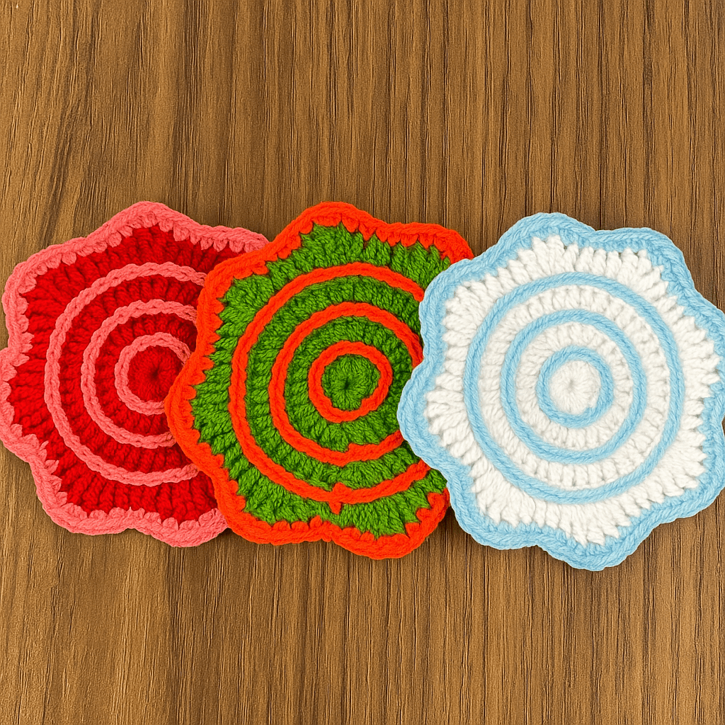 Crochet Coaster Pattern PDF – Spiral Edge Round Coaster Tutorial – Handmade Crochet Mug Mat or Gift Idea - Hand Trendy