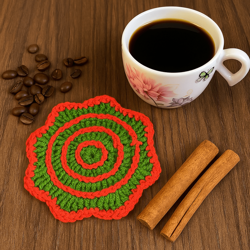 Crochet Coaster Pattern PDF – Spiral Edge Round Coaster Tutorial – Handmade Crochet Mug Mat or Gift Idea - Hand Trendy