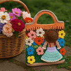 Crochet Flower Girl Bag Pattern PDF – Handmade Crochet Tote Tutorial – Floral Crochet Purse - Hand Trendy