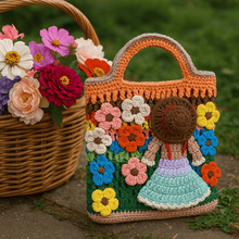 Crochet Flower Girl Bag Pattern PDF – Handmade Crochet Tote Tutorial – Floral Crochet Purse - Hand Trendy
