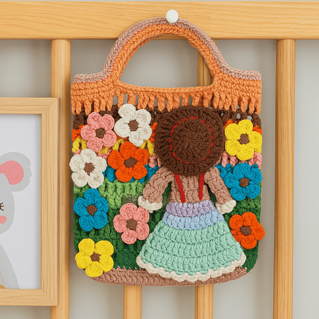 Crochet Flower Girl Bag Pattern PDF – Handmade Crochet Tote Tutorial – Floral Crochet Purse - Hand Trendy