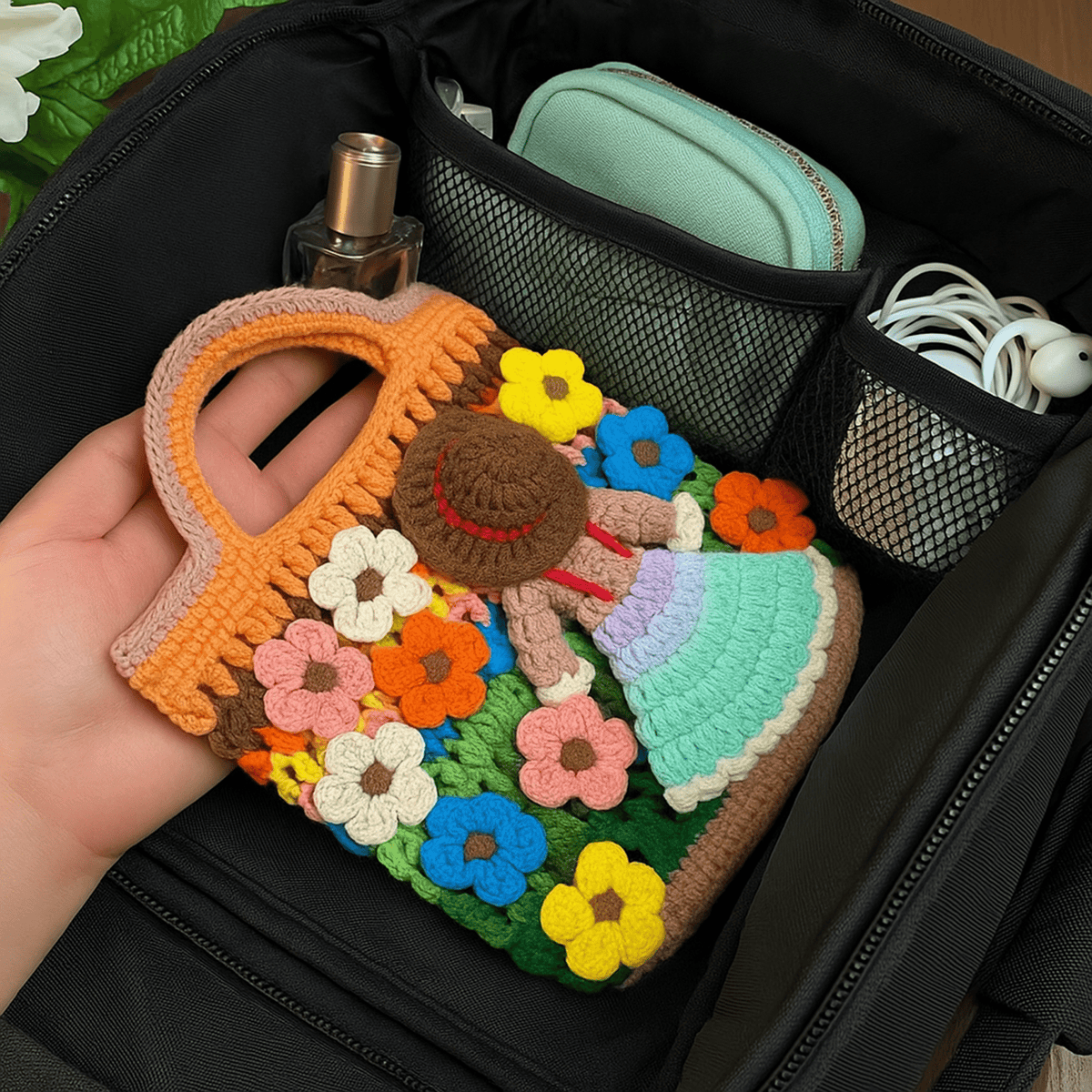 Crochet Flower Girl Bag Pattern PDF – Handmade Crochet Tote Tutorial – Floral Crochet Purse - Hand Trendy