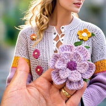 3D Flower Crochet Brooch Pattern  - Easy Crochet Flower Motif Pattern For Baby Blanket - Hand Trendy