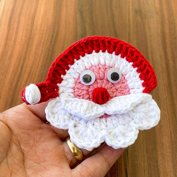 Crochet Santa Claus Face Applique - Crochet Xmas Tree Decor - Beginner-Friendly Crochet Santa Claus Pattern - Hand Trendy