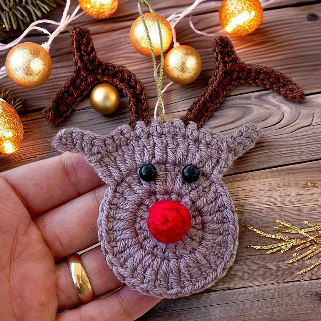 Reindeer Crochet Ornament Pattern PDF - Handmade Holiday Ornament PDF Tutorial for Beginners - Hand Trendy