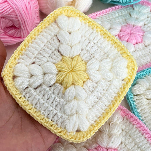 Crochet Granny Square Motif Pattern - Easy Puff Stitch Pattern - Baby Crochet Pattern - Hand Trendy