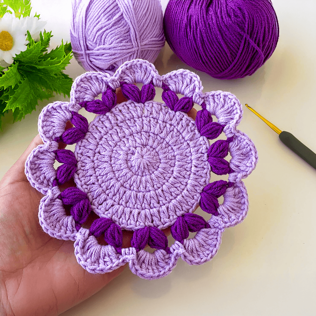 Elegant 3D Crochet Doily Pattern PDF, Vintage Floral Table Mat, Handmade Decorative Coaster - Hand Trendy