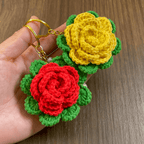 3D Crochet Rose Keychain Pattern PDF, Multilayer Floral Bag Charm - Hand Trendy