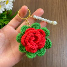 3D Crochet Rose Keychain Pattern PDF, Multilayer Floral Bag Charm
