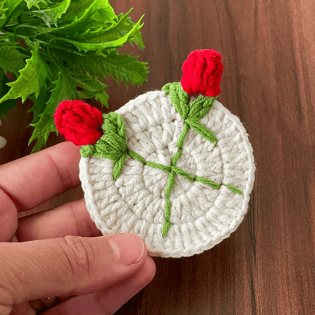 3D Crochet Rose Coaster Pattern PDF, Elegant Handmade Bloom Placemat - Hand Trendy