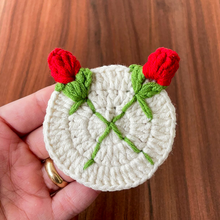 3D Crochet Rose Coaster Pattern PDF, Elegant Handmade Bloom Placemat
