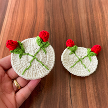 3D Crochet Rose Coaster Pattern PDF, Elegant Handmade Bloom Placemat