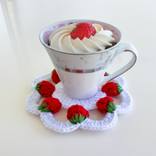 3D Strawberry Crochet Doily Pattern PDF, Unique Fruit-Themed Table Decor