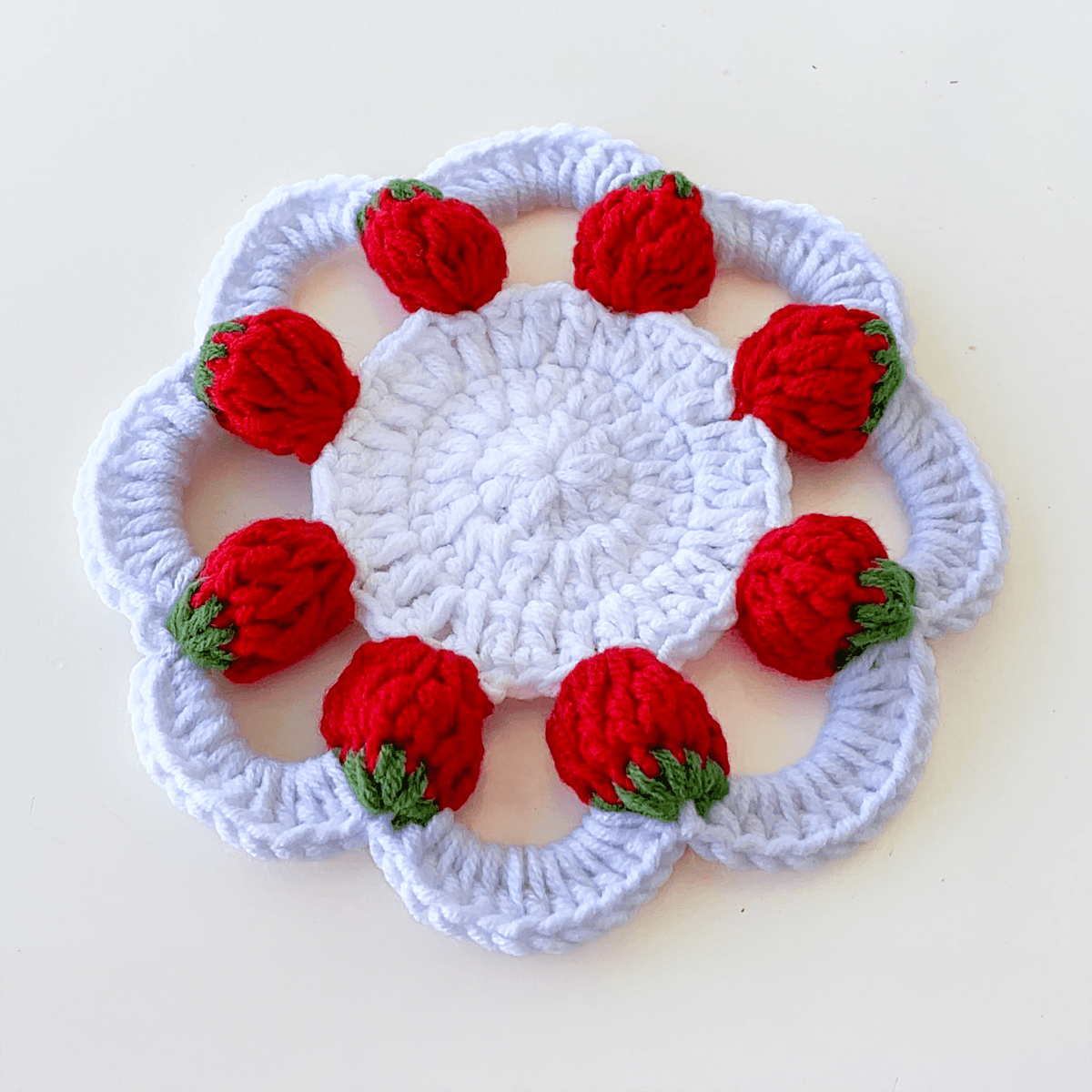 3D Strawberry Crochet Doily Pattern PDF, Unique Fruit - Themed Table Decor - Hand Trendy