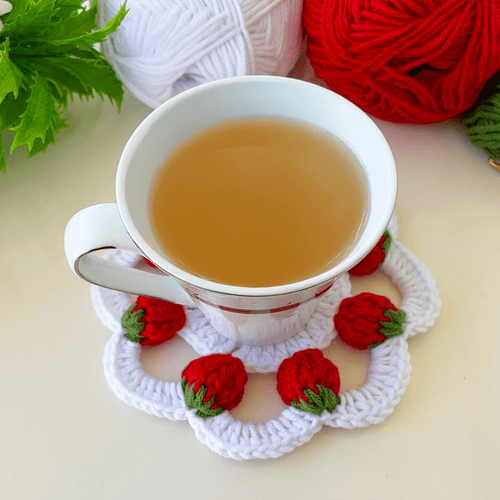 3D Strawberry Crochet Doily Pattern PDF, Unique Fruit - Themed Table Decor - Hand Trendy