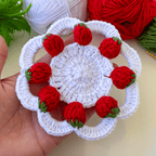 3D Strawberry Crochet Doily Pattern PDF, Unique Fruit - Themed Table Decor - Hand Trendy