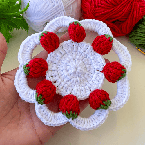 3D Strawberry Crochet Doily Pattern PDF, Unique Fruit - Themed Table Decor - Hand Trendy