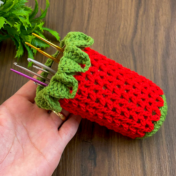Crochet Pencil Case & Hook Holder Pattern PDF, 3D Floral Storage Pouch, Handmade Organizer DIY